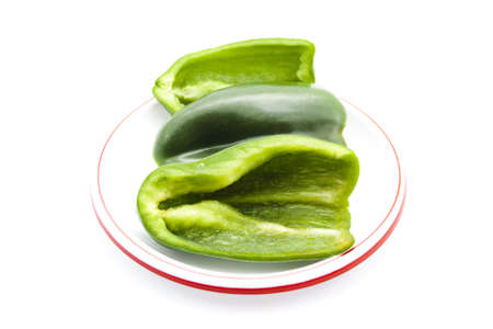 Green Bell Pepper on Plate の写真素材