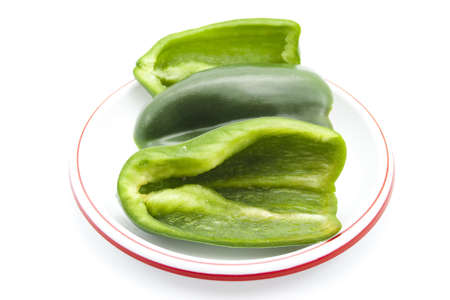 Green Bell Pepper on Plate の写真素材