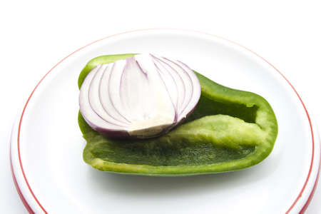 Green Bell Pepper with Onion の写真素材