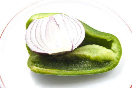 Green Bell Pepper with Onion の写真素材