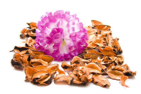 Potpourri with Flower on white background の写真素材
