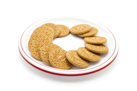 Baked Cookies on Plastic Plate の写真素材