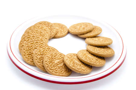 Baked Cookies on Plastic Plate の写真素材