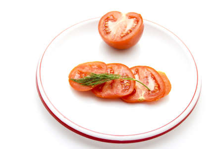 Fresh Tomatos on Plastic Plate の写真素材