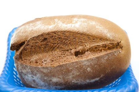 Fresh Baked Bread in blue Basket 