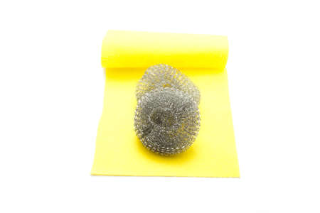Steel Sponge and Kitchen Clothの写真素材