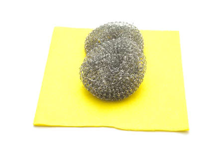 Steel Sponge and Kitchen Clothの写真素材