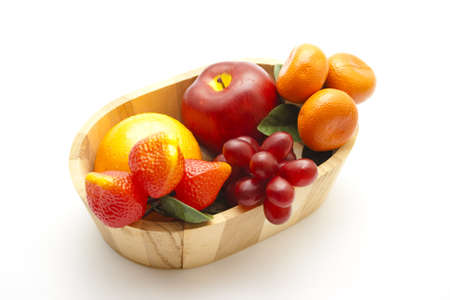 Plastic Fruits for Decoration on white background の写真素材