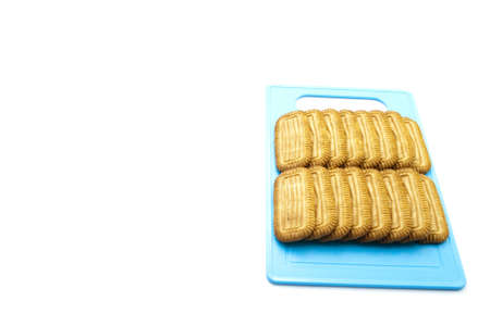 Baked Biscuits on blue Plate 