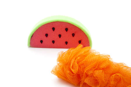 Orange Netsponge with Spongeの写真素材