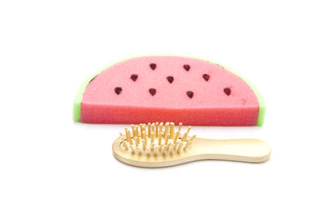Bath Sponge with  Hairbrush の写真素材