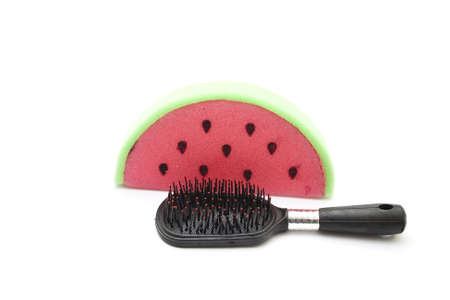 Bath Sponge with  Hairbrush の写真素材