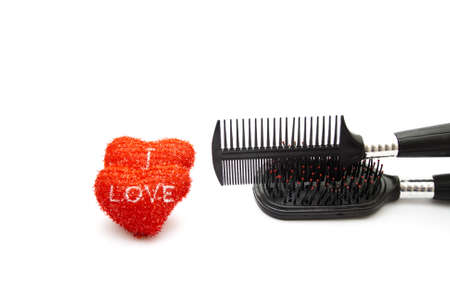 Different Hairbrush with Red Hearts