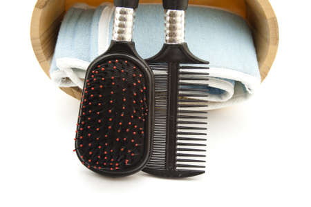 Hairbrush with Plastic  Comb  and Blue Cloth 