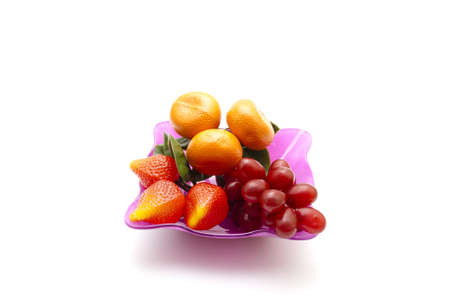 Plastic Fruits in Bowl の写真素材
