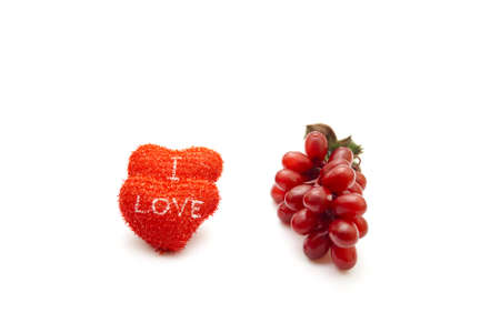 Plastic Fruits with Red Heartsの写真素材