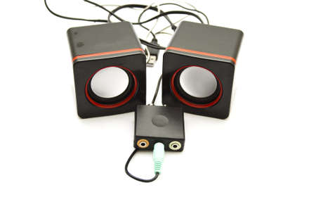 Black Loudspeakers with Adapter 