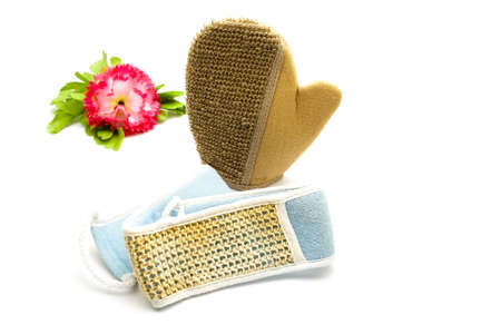 Massage glove with Cosmetic Cloth の写真素材