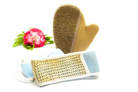 Massage glove with Cosmetic Cloth の写真素材