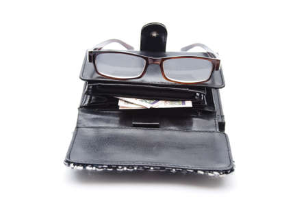 Black Money Purse with Money の写真素材