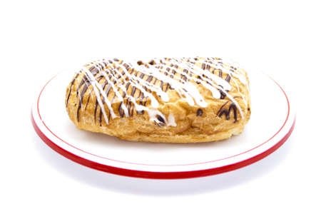 Fresh Baked Chocolate Pastry on Plate の写真素材