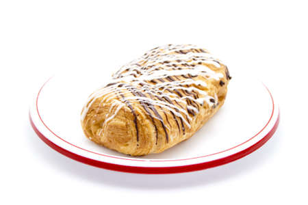 Fresh Baked Chocolate Pastry on Plate の写真素材