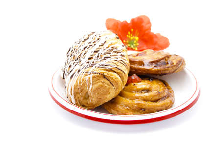 Fresh Baked Pastries on Plate の写真素材