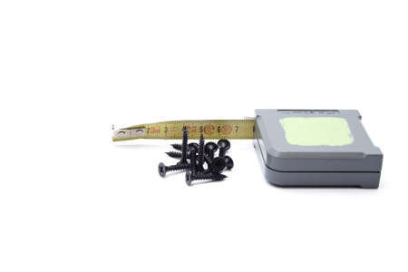 Measuring Tape with wooden screws の写真素材