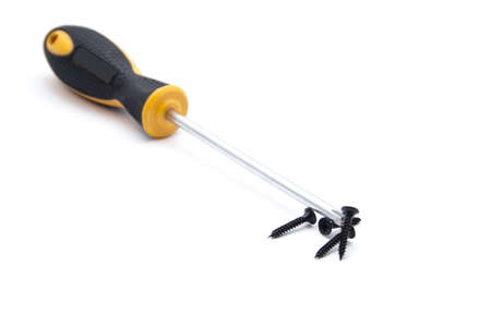  Screwdriver with black wooden screws の写真素材