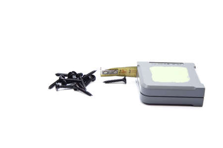Measuring Tape with wooden screwsの写真素材