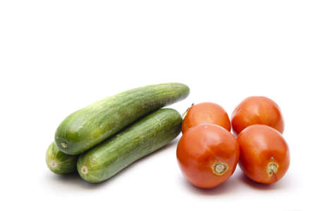 Fresh Green Cucumber  with Tomatoesの写真素材