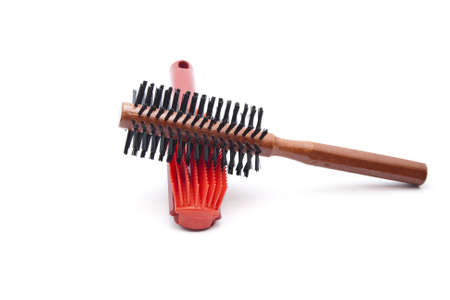 Different hairbrush on white backgroundの写真素材