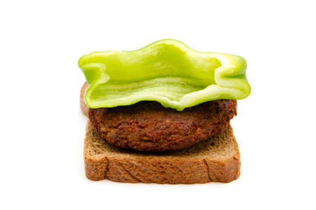 Fresh Toast Bread with Frikadeller and Capsicum の写真素材