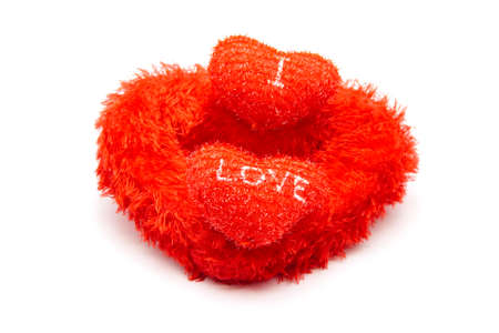 Red Hearts on white background の写真素材