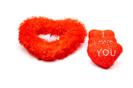 Red Hearts on white background の写真素材