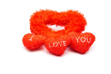 Red Hearts on white background の写真素材