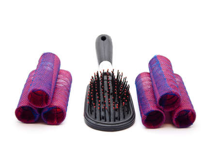 Hair Curler with hairbrush の写真素材