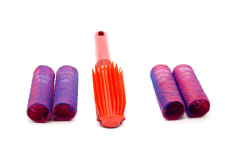 Hair Curler with hairbrush の写真素材