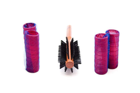 Hair Curler with hairbrush の写真素材