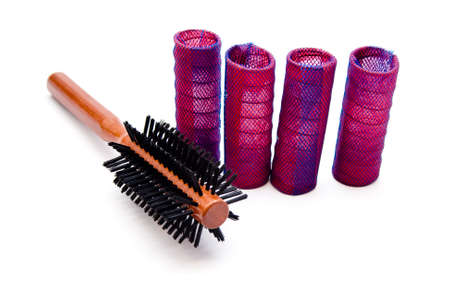 Hair Curler with hairbrush の写真素材