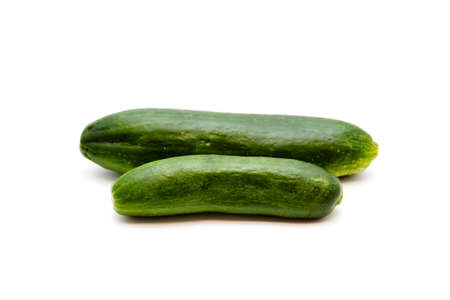 Fresh Green Cucumber on white background の写真素材