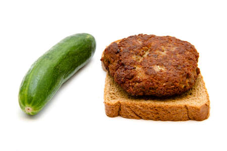 Fresh Beef Frikadeller with Toast Bread and Cucumber の写真素材