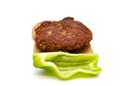 Fresh Beef Frikadeller with Toast Bread and Capsicum の写真素材