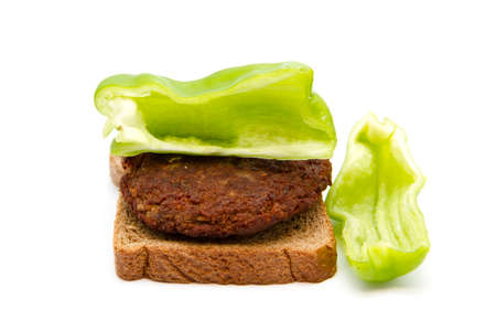 Fresh Beef Frikadeller with Toast Bread and Capsicum の写真素材
