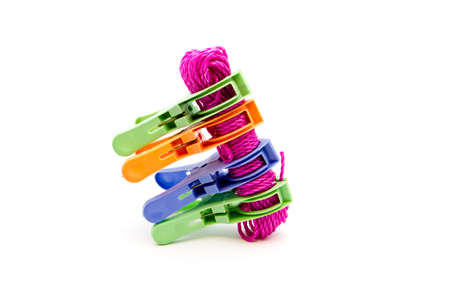 Clothesline with Clothespins の写真素材