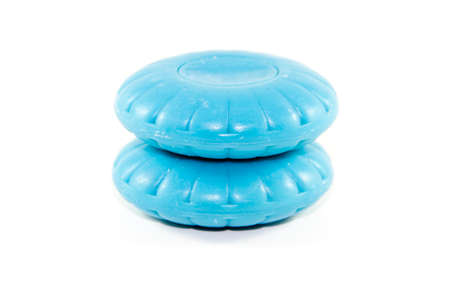 Blue Soap on white background の写真素材