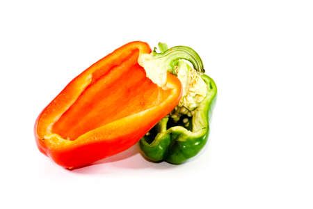 Fresh Green and Red Capsicum の写真素材