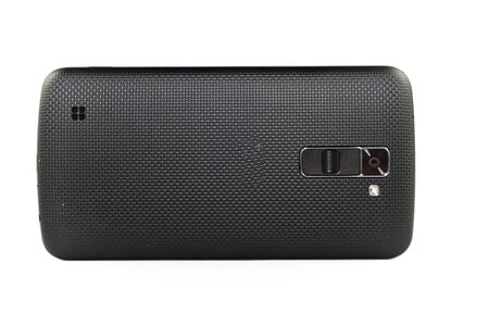 Black Damage smartphone on white backgroundの写真素材