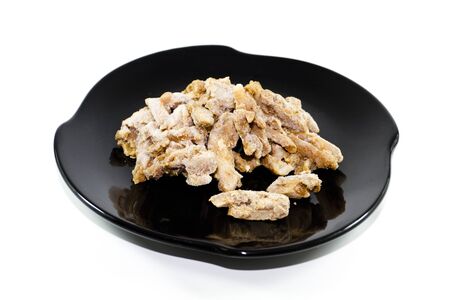 Fresh sliced and marinated chicken meat on plateの写真素材