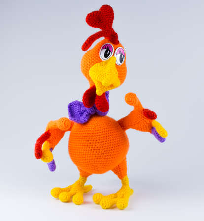 knitted soft toy ducklingの写真素材